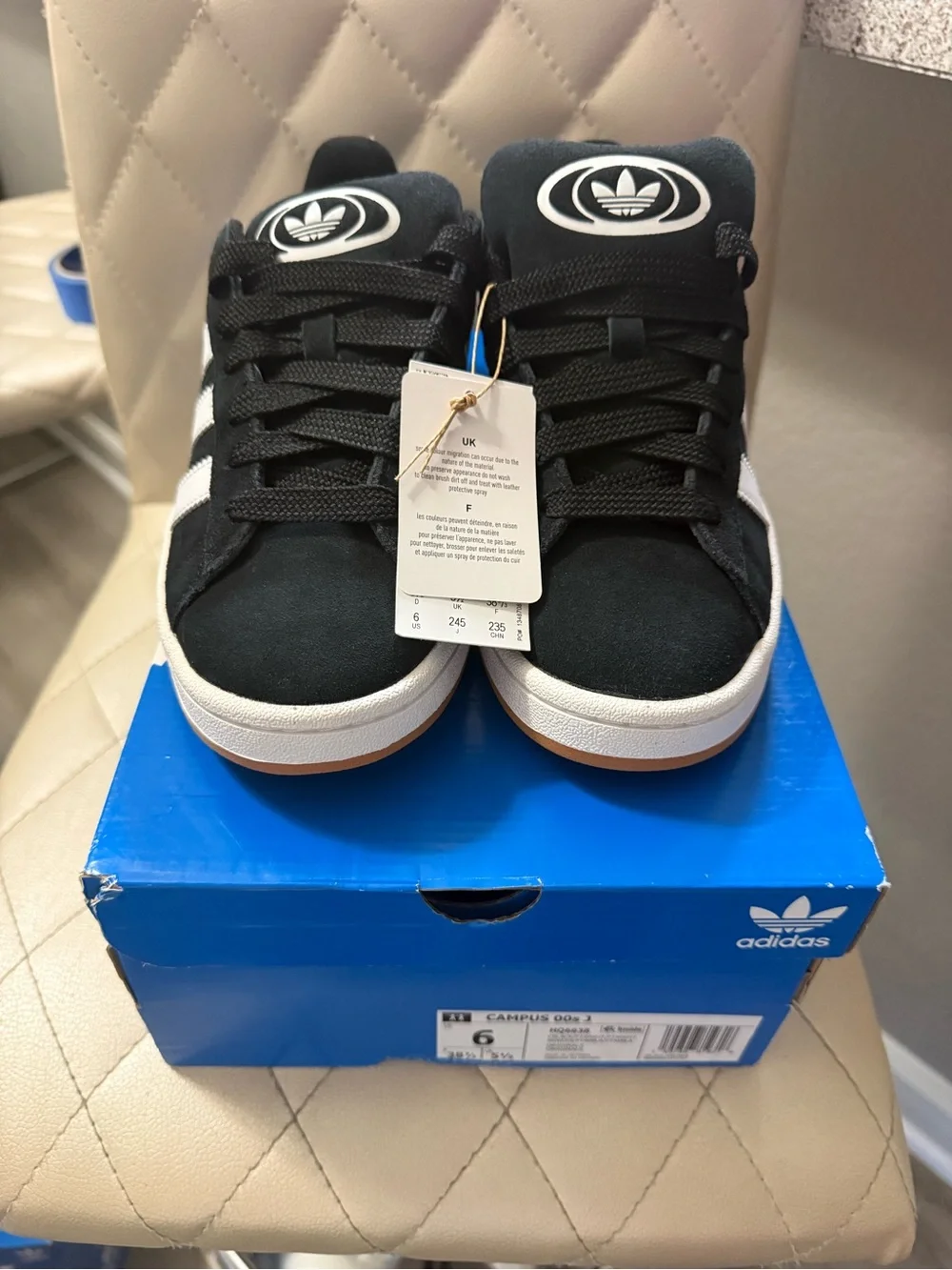 Adidas Campus Black Suede Sneakers with White Stripes